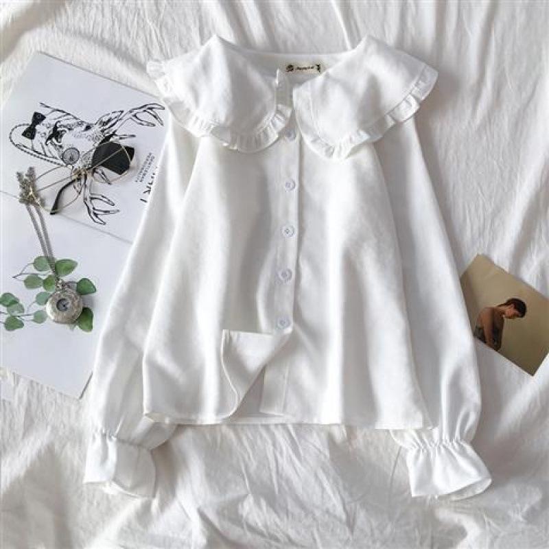 New Year Style Women's Korean Doll Collar Shirt, Long Sleeve Versatile Top for Early Autumn