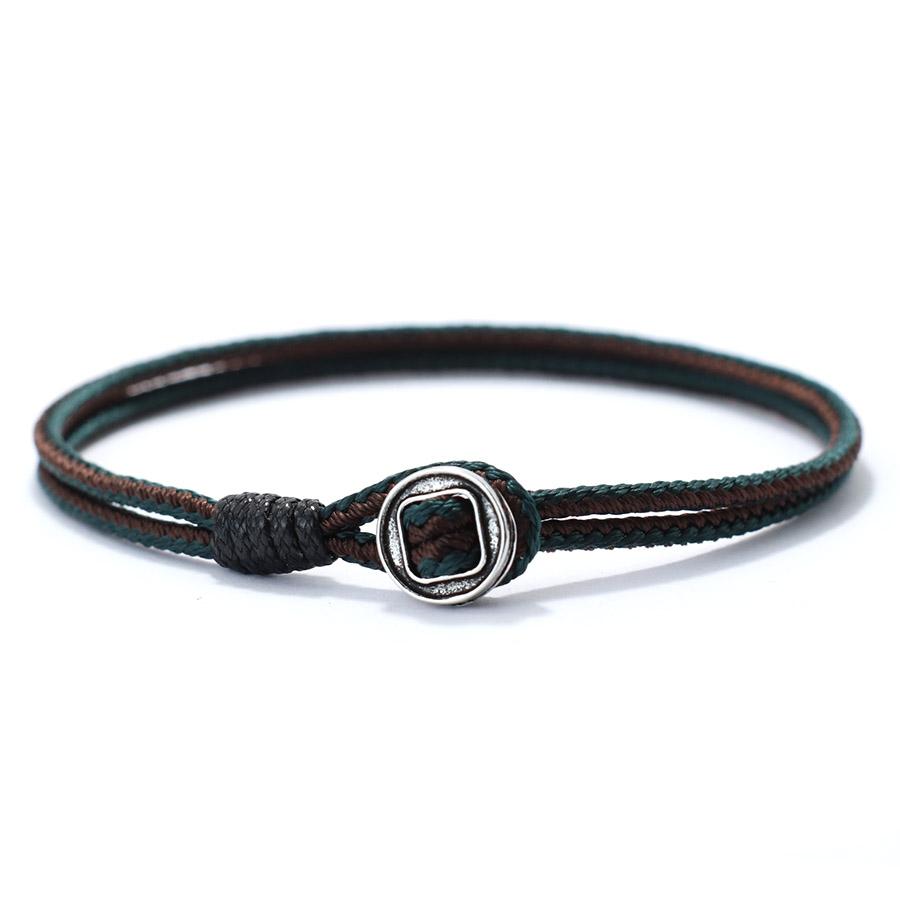 

2mm Handmade Antique Rope Bracelet Simple Easy Hook Mens Armband Braclet 19.5cm зелений