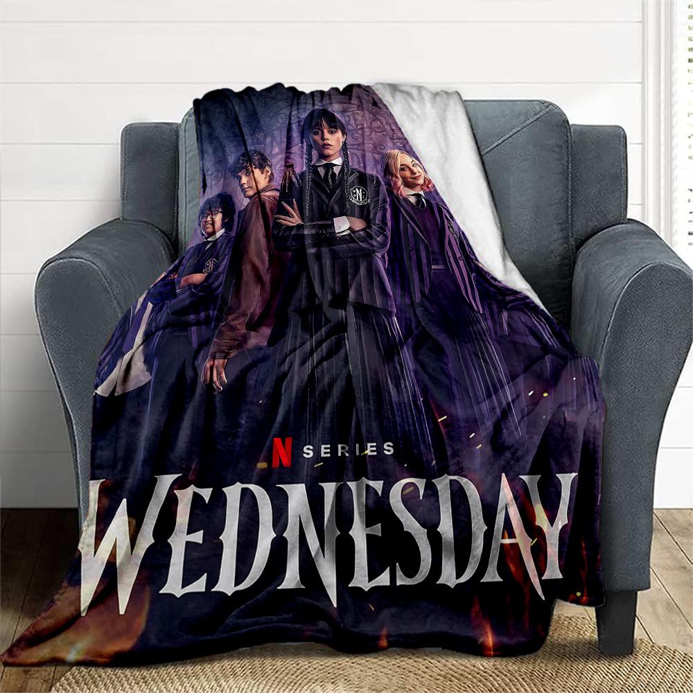 1pc Wednesday Outdoor Blanket Lightweight Flannel, Soft & Warm, All-Season Use for Sofa, Outdoor, Camping, Living Room, Office057