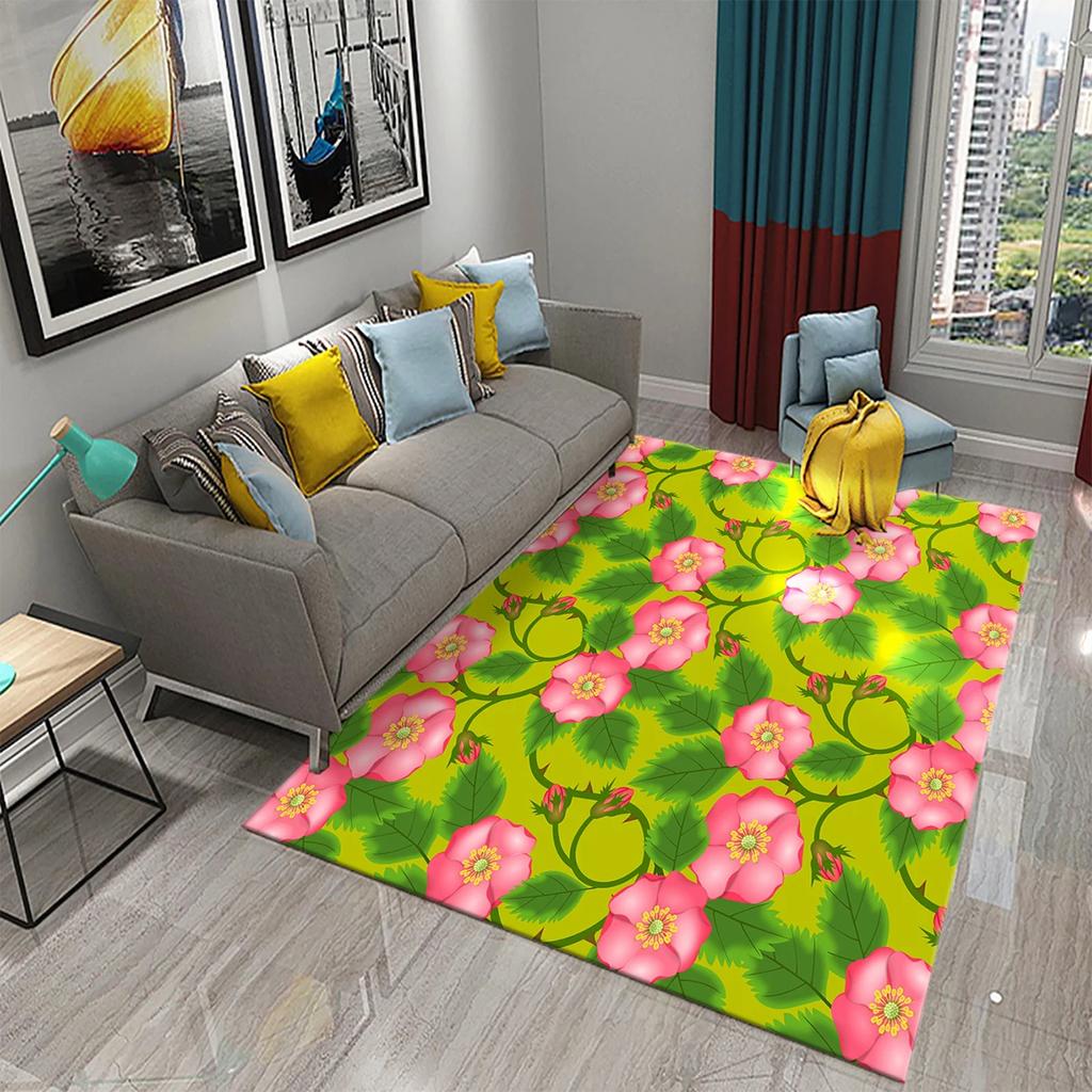 Tapete Flor Quebrada Colorido para Decoração de Sala de Estar Quarto Tapete de Chão Área de Sofá Mesa de Centro Tapete Floral Capacho Tapete de Banheiro