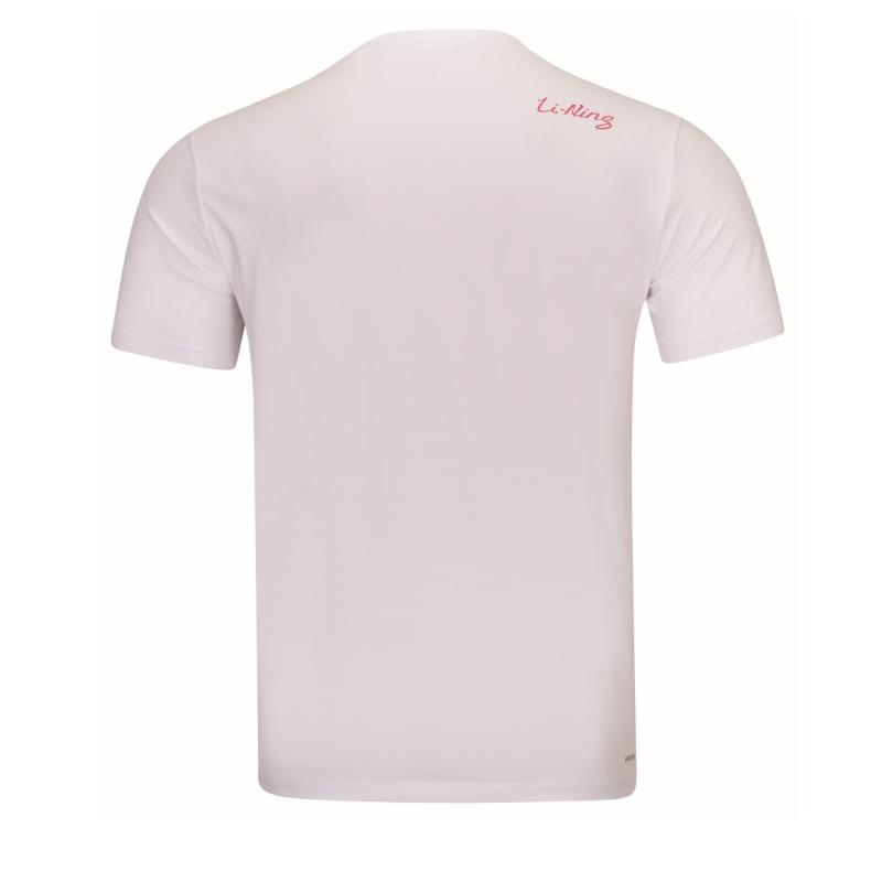 Li Ning Badminton Serie Schnelltrocknend Kühl Rundhals Logo Buchstabe Paar T-Shirt Unisex T-Shirt Weiß AHSW109-2