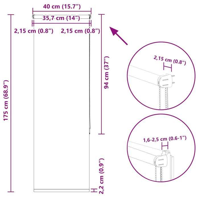 VidaXL Store enrouleur occultant blanc cassé 40x175cm largeur du tissu, store de jour et de nuit, store de cuisine, store 4011662