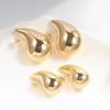 925 Silver Hollow Water Drop Earrings 18k Gold Plated Glossy Simple Jewelry Gift for Women