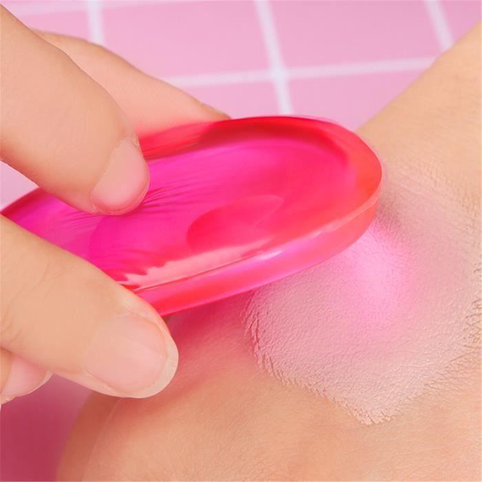 1PC Houppette &amp; Eponge en Gel Silicone en Rose-Bleu pour Cosmetique BB crème Outil de Maquillage-Couleur Aléatoire