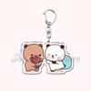 Cute Bubu Dudu Love Keychains Couple Bear Panda Acrylic Keyring for Accessories Bag Pendant Key Chain Jewelry Fans Lovers Gifts