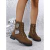 Fall/Winter New Mid-Leg Front Lace-Up Viscose Shoes Suede Block Heel Round Toe Martin Boots Women's