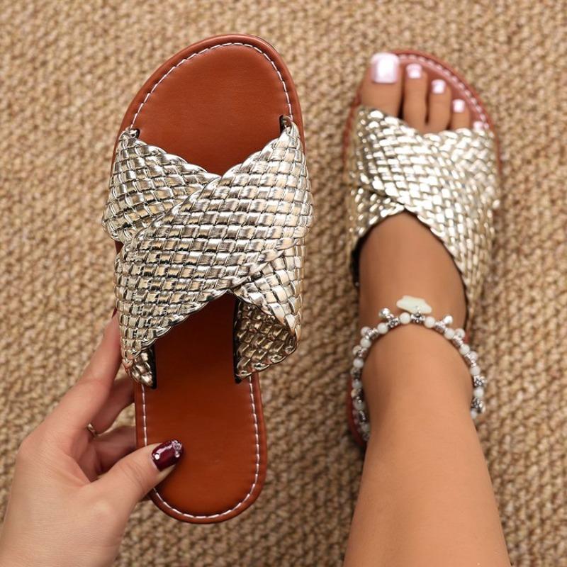 

Модные сандалии на танкетке с перекрестными ремешками Женские 2025 Летние Повседневные Легкие Уличные Шлепанцы Женские Плюс Противоскользящие Пляжные Туфли 36 золотой