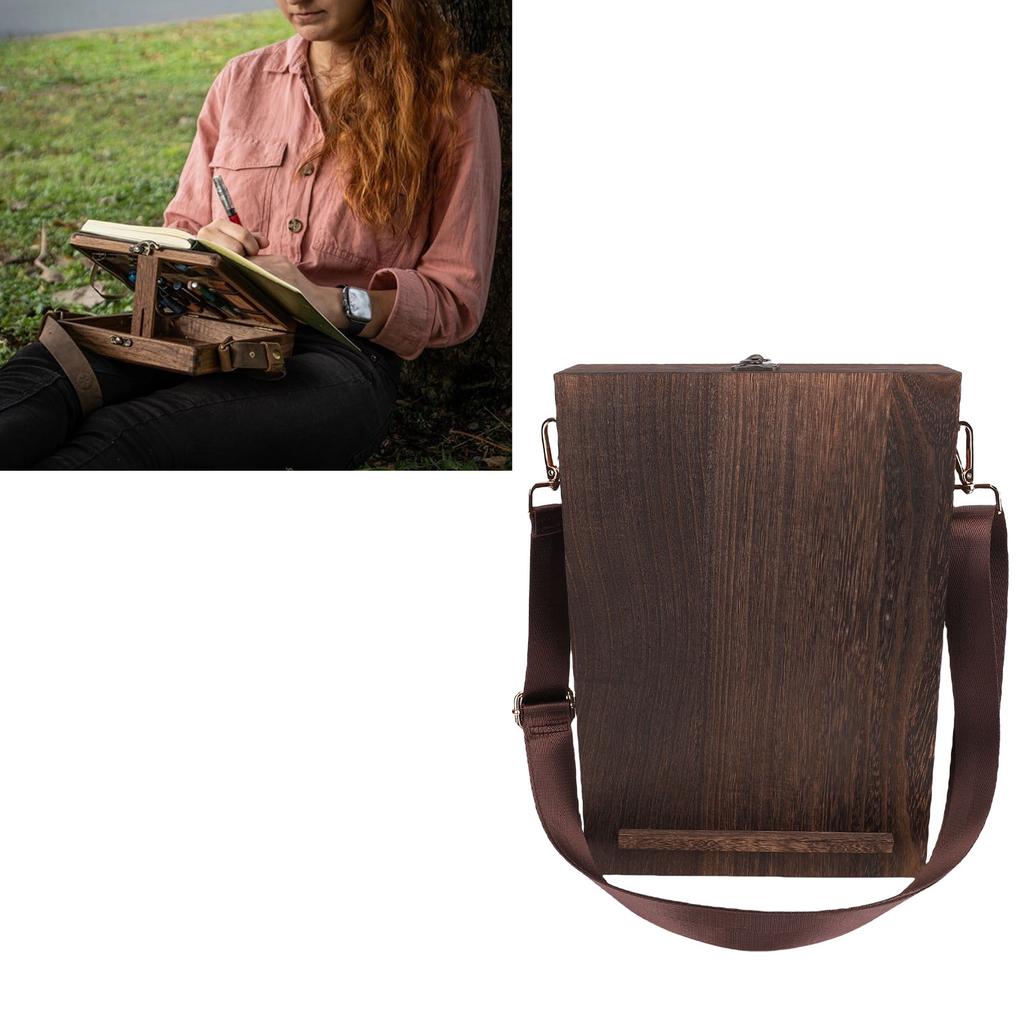 Writers Messenger Wood Box Multifunctional Wooden Handmade Postman Bag Portable Artist Tool Bag Painting Brush Tool Storage Sketch Box Easel