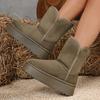 Fashion Winter New Cotton Boots Round Toe Suede Sleeve Platform Anti-Slip Wear-Resistant Flat Snow Boots