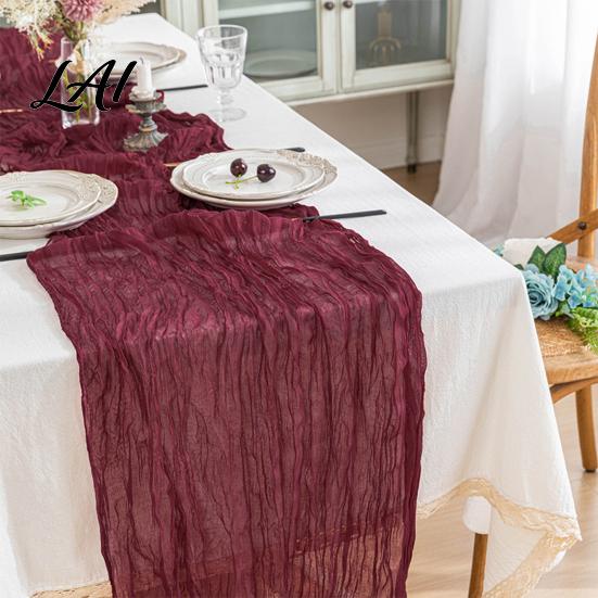 Kitchen Dining Table Accessory Rustic Cheesecloth Runner Wedding Sheer Modern Farmhouse Runner Boho for Bridal Shower Baby Hotel Decor