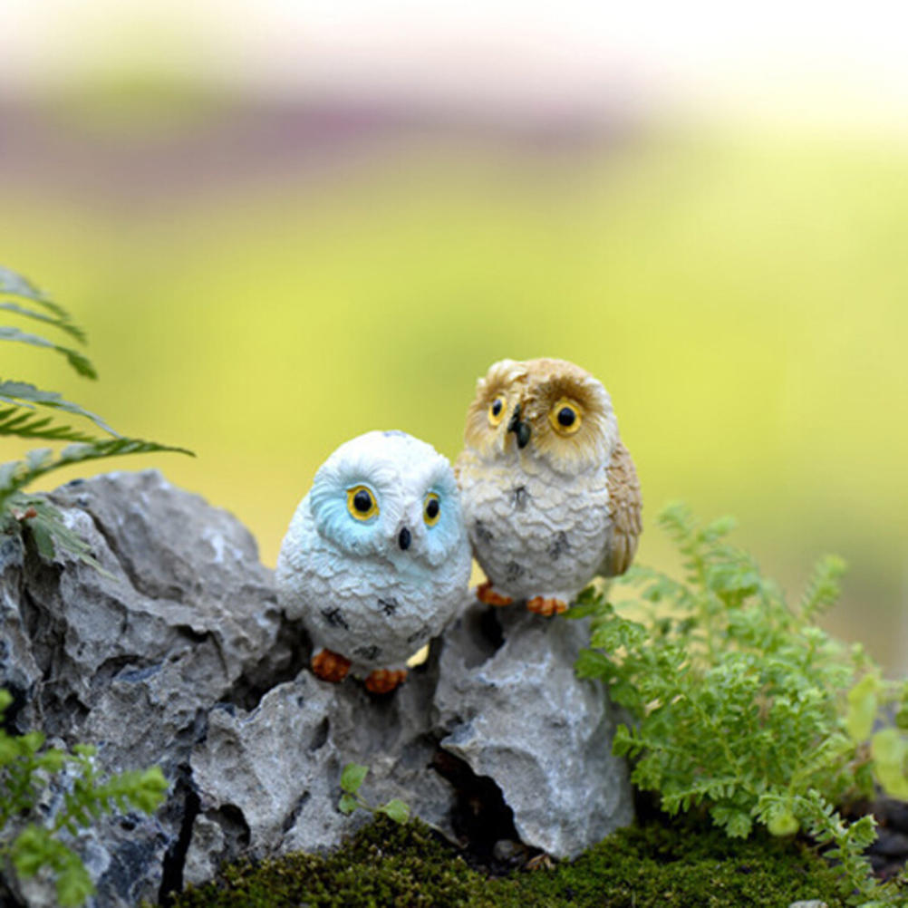 4pcs Barefoot Owl Moss Micro Landscape, Creative Green Plant Decoration Ornaments, Fresh Gifts For Friends