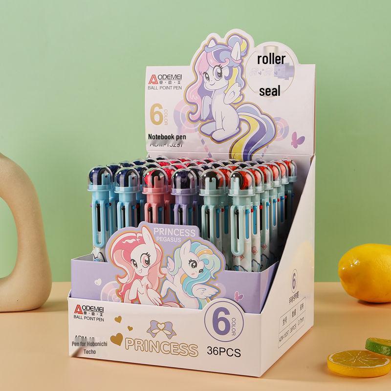 6-Color Retractable Ballpoint Pen for Planners - 0.7mm Clickable Roller Stamp for Drawing, Doodling, and Marking 6 Color Stamp Pen [1 piece]