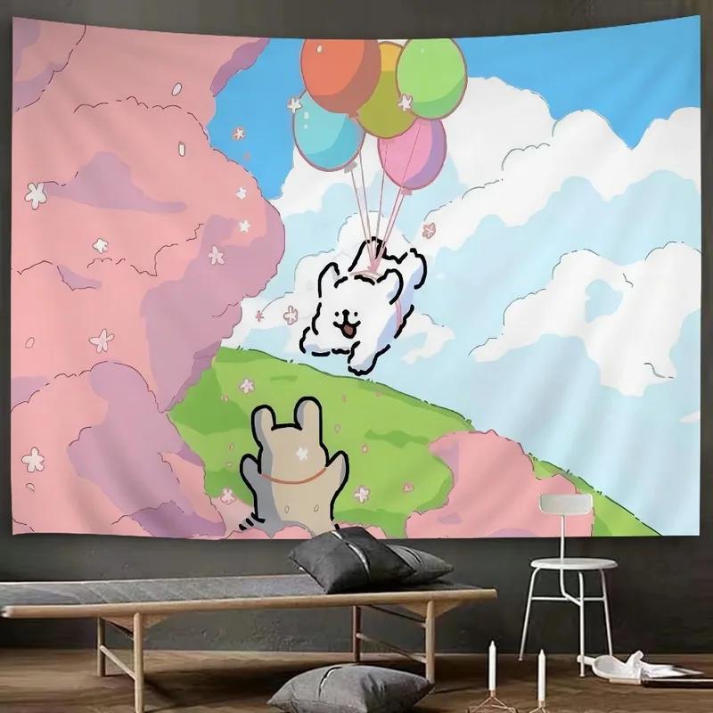 

Украшение стены дома Гобелен Мультяшные линии Щенок Художественный фон Офис Гостиная Гобелен 100x75cm