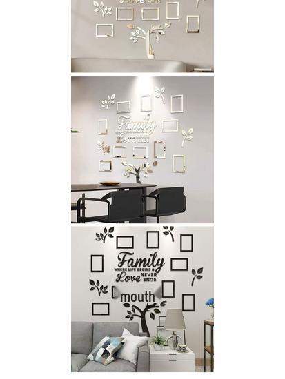 3D Acrylic Family Tree Wall Sticker Photo Frame Display for Living Room