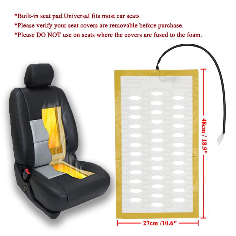 Universal Built-in Car Seat Heater Kit Fit 1 Seat 12V Alloy Wire Fast Heating Pads HI/LO 2-Level Round Switch Control System