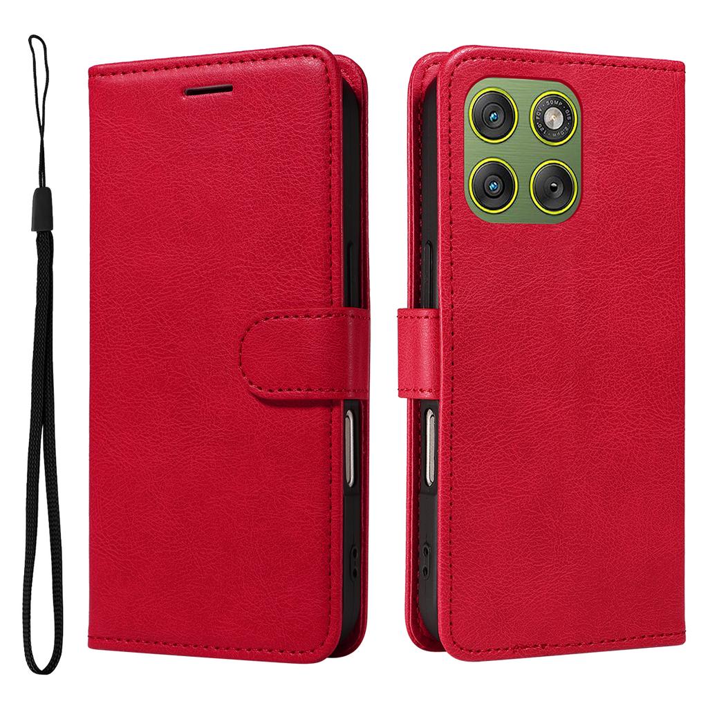 For Motorola Edge 70 5G Leather Wallet Case with Strap Solid Color Phone Stand Cover