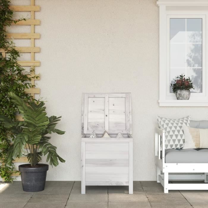 VidaXL Garden Storage Box White Solid Fir Wood 364749