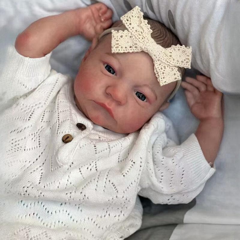 49CM Reborn Newborn Baby Dolls Levi Awake Soft Silicone Cloth Body Rebirth Doll Flexible 3D Paint Skin Visible Veins Hand Draw Hair Emulation Doll Toy