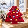 Seasonal Hanging Tree Small Trinket Bag Plush Drawstring Gift Accents Christmas Pom Bell Bags