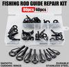 80/40pcs Fishing Rod Line Guides Eye Set Stainless Steel Tip Top Ring Circle Pole Repair Kits Fishing Tackle Fishing Accessories