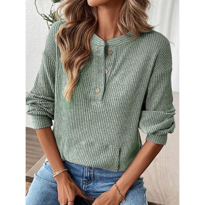 IHUASU Women's Fashion Casual Solid Color Print Long Sleeve Blouses & Shirts