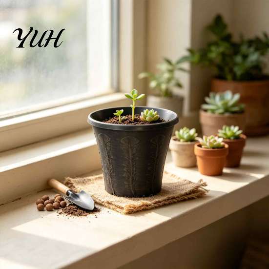 Sturdy Gardening Pot with Ventilation 8" Retro Flower Saucer, Thickened Plastic Planter Drainage Hole, Home Decor Plant Anti-Aging, Peacock