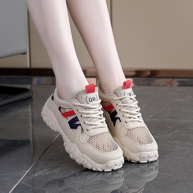 

Новые женские кроссовки - шнуровка повседневная модная универсальная не устают ноги нескользящие амортизирующие поддержка свода стопы удобная полая сетка дышащая обувь 35