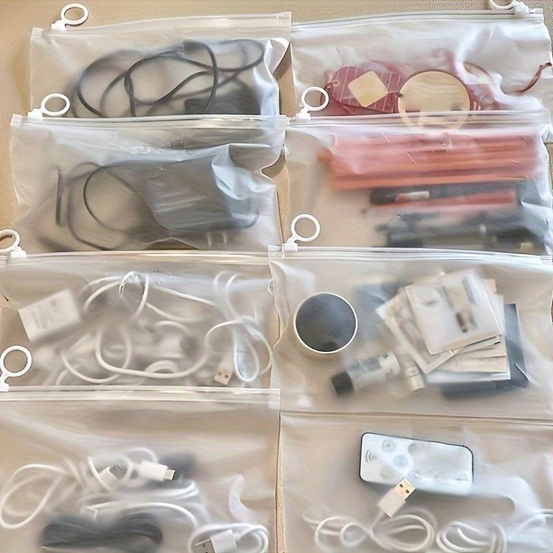 10 Stück Matt Transparent Wasserdicht Reißverschlussbeutel Aufbewahrungstasche für Kabel Make-up Organizer