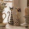 Unique Gifts for Cat Lovers 2Pcs Vintage Lady And Sculptures Set, Resin Striped Figurine, Retro Elegant Desktop Decorations Statue with Polka
