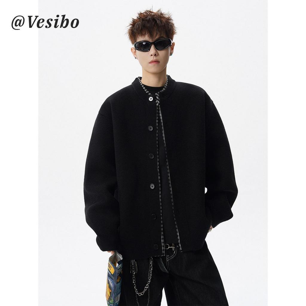 Men's Grid Patchwork Knit Cardigan - Autumn Casual Loose-Fit Sweater, Trendy and Versatile Jacket.