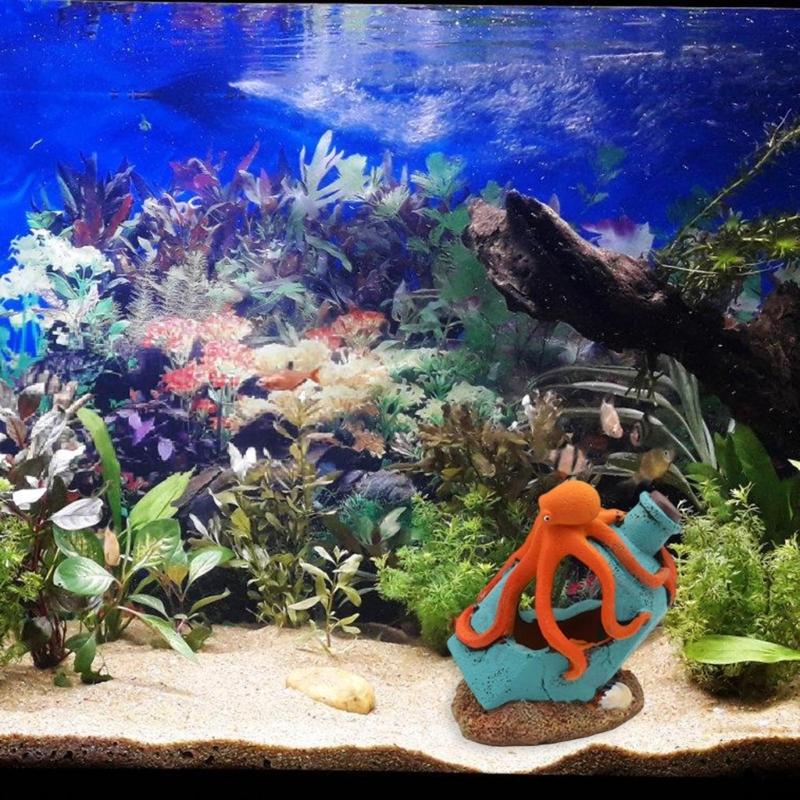 Drifting Bottle Octopuses Aquascaping Stone For Fish Tanks Resin Decorations Safe Lightweight Design