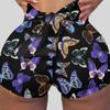 Sexy Women Yoga Shorts Butterfly Print Sport Workout Clubwear Homewear