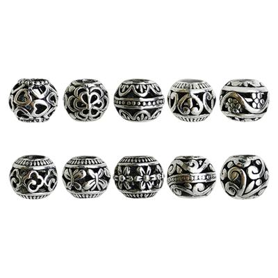 10pcs Tibetan Style Large Hole Spacer Beads Antique Silver for DIY Jewellery Making and Crafting Projects