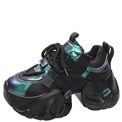 Mode Frauen Herbst Winter Warme Chunky Sneakers Lace Up Plattform Sport Schuhe Frau Dicke Unterseite High Heels Weibliche 8CM Keile turnschuhe