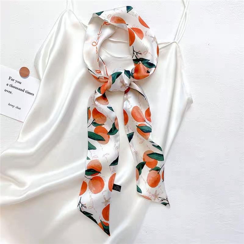 

Шелковые повязки на голову Клетчатый шарф Резинка для волос Гусиная лапка Резинка для волос Цветочная лента Ornage