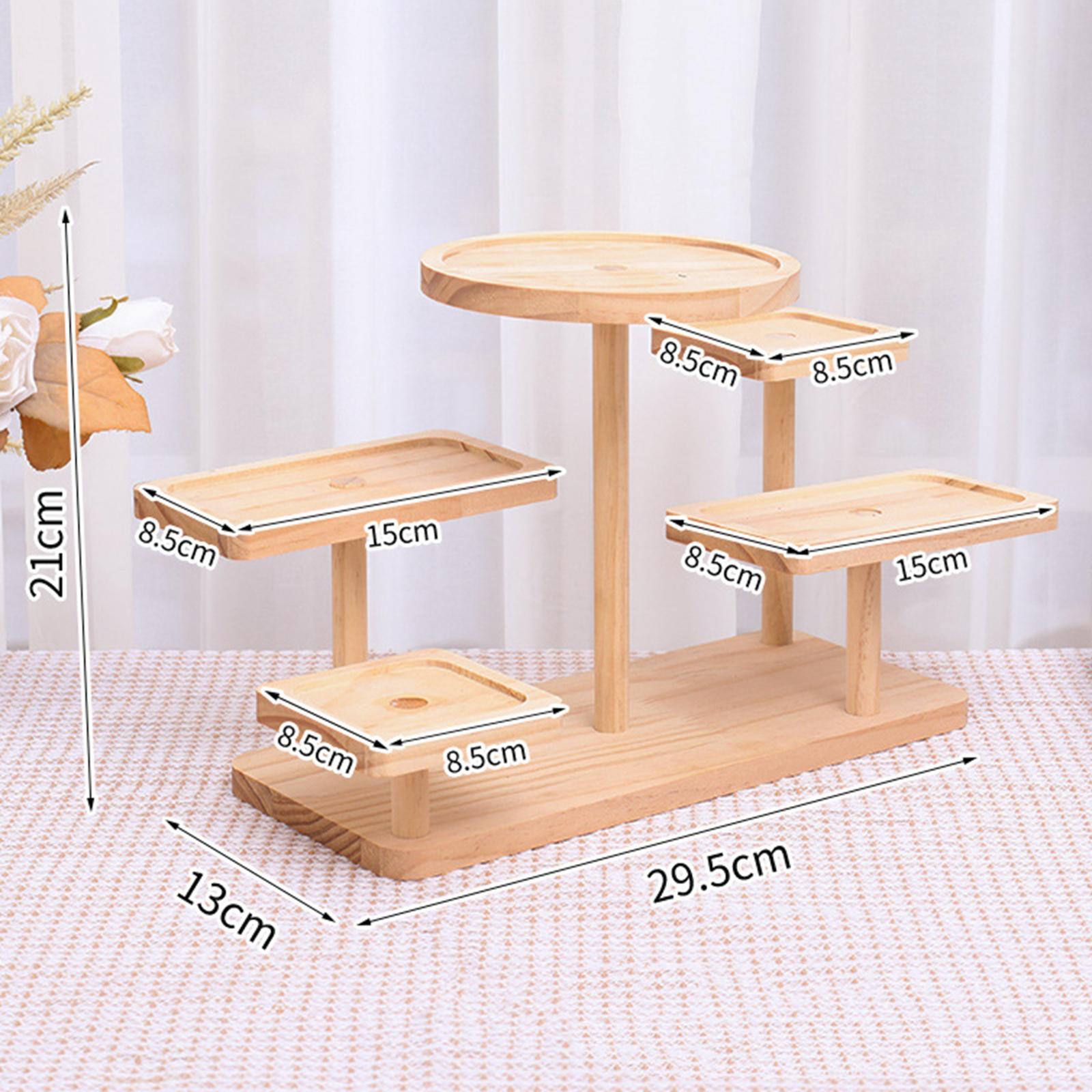 Wooden Display Rack Multi Layer Practical Display Stand Holder Tabletop Tiered Tray for Dolls Collection Figure Makeup Cupcake