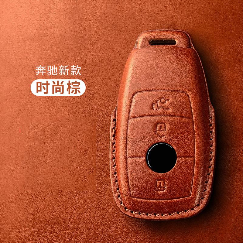 For Mercedes Benz A B R G Class GLK GLA E200 E200L W176 3 Buttons Remote Key Top Layer Leather Car Key Cover Case