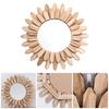 Rustic Wood Sunflower Decoration Wall Mirror Flower Wood Frame Hanging