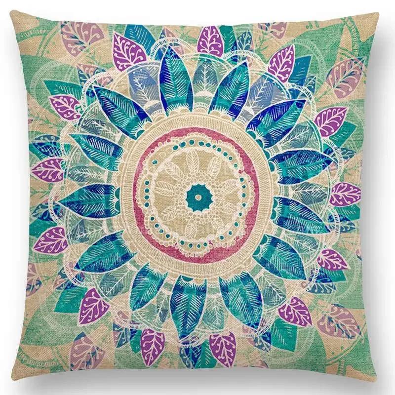 Schönes Blatt-Blumenmuster Mandala Kissenbezug Jahresringe Wunderschöne Blumen Drucke Sofakissenbezug Heimdekoration Dekorativ