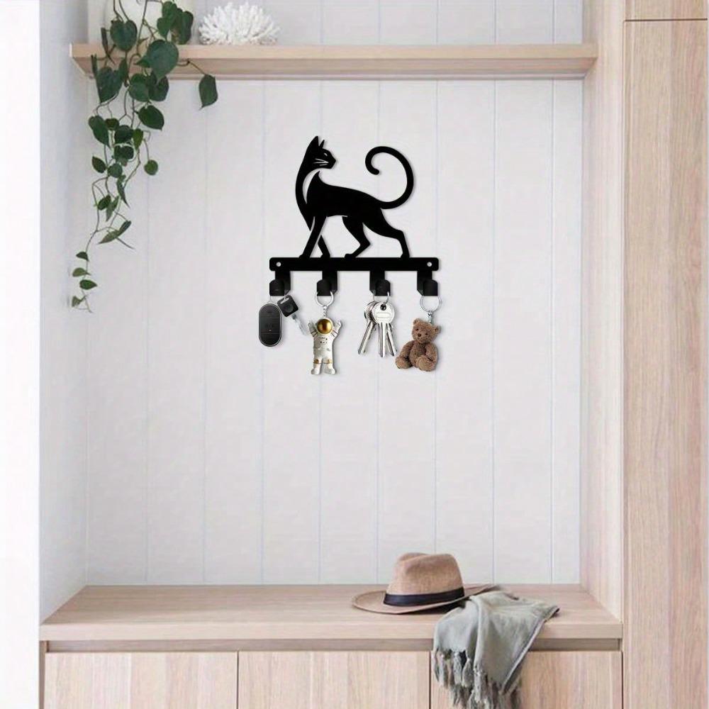 Bohemian Style Metal Cat Key Hook Wall Mount Key Holder Organizer For Home Office Decor