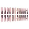 European and American cross-border water pipe nail heavy industry alloy bow gold diamond-encrusted nail leopard print long fake nail manicure