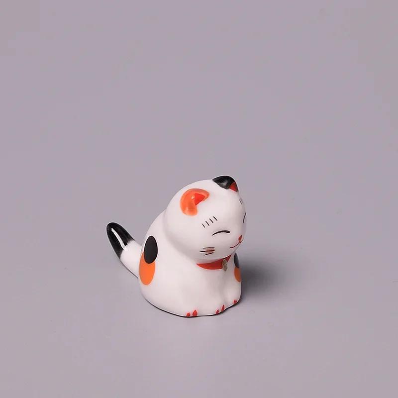 Zakka Cute Cat Chopstick Holder Tableware Japanese Style Underglaze Restaurant Simple Oval Spoon Bracket Utensil for Kitchen