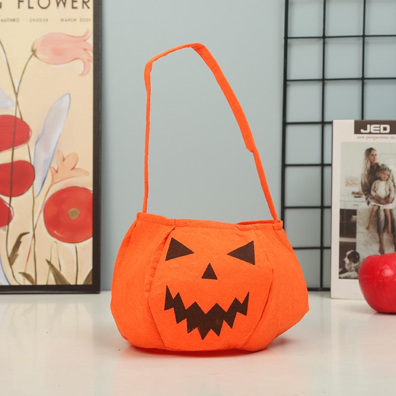 Halloween Pumpkin Candy Bags Decoration Props Portable Trick Or Treat Holder Handbag Basket Party Favor Holders For Children