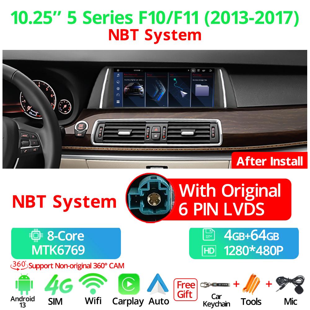 10.25" Multimedia  Player GPS Carplay Car Radio For BMW 5 Series F10 F11 2011-2017 CIC NBT System Android 13