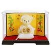 Petit Lou Hakuju Bear Wearing White Chanchanko For 99th Birthday Celebration With Gold Folding Screen Case 12cm Small Normal