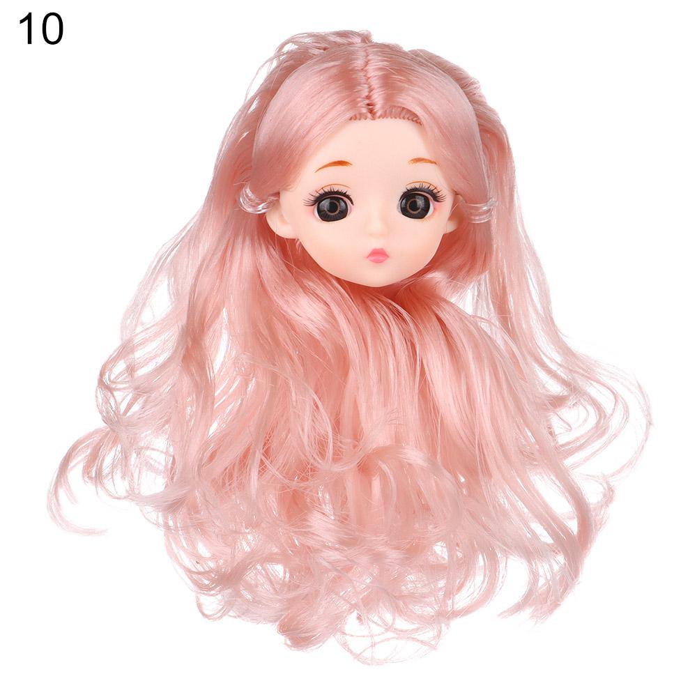 30CM Doll Head With Long Curly Hair Straight Wig For 16cm Dolls Accessories Removable Joint Toys DIY Head For 1/6 BJD Dolls