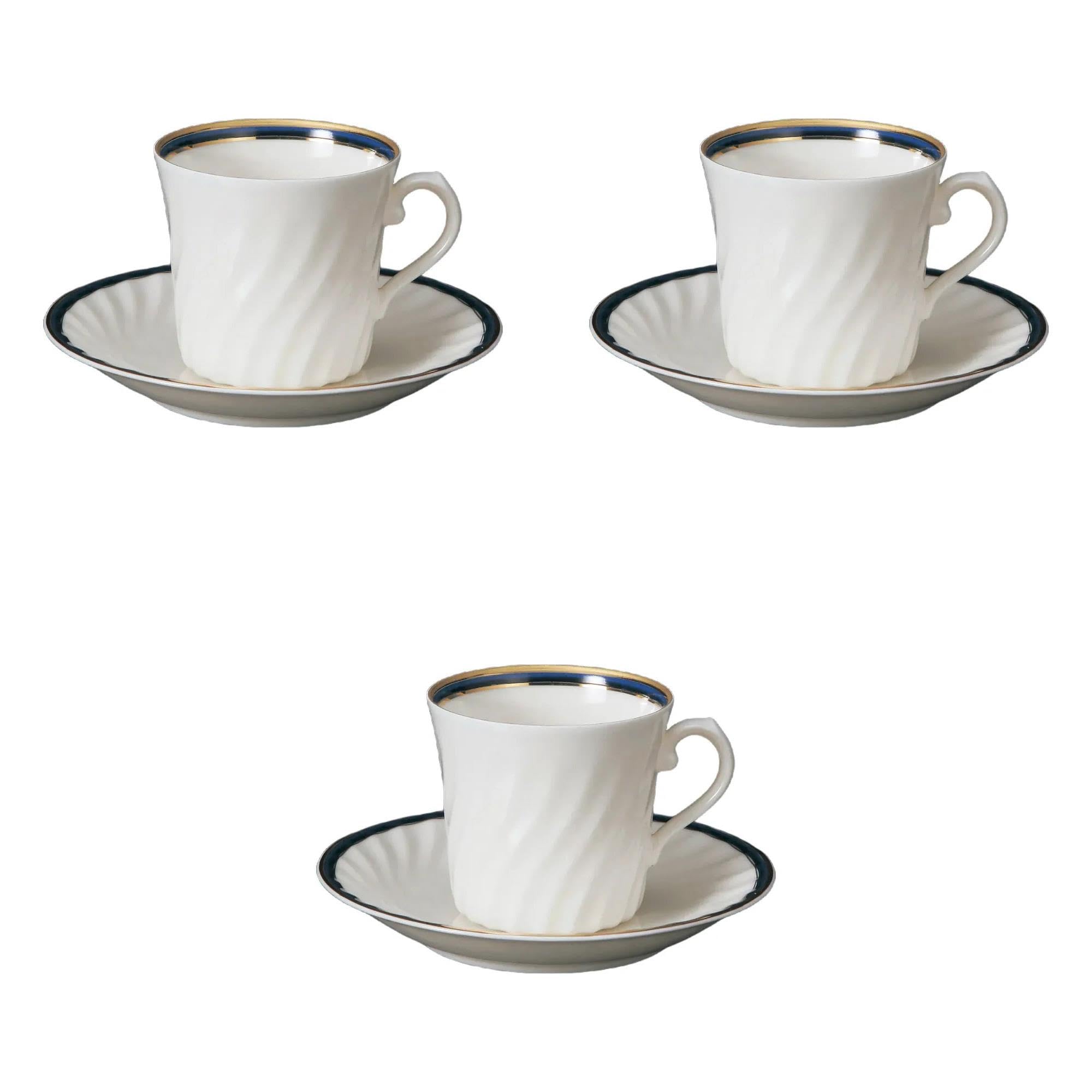 

Set of 3 NB Blue Coffee Cups and Saucers x x Fuse Ware Cups and Saucers by Setomonohonpo [9.5 7.3 6.8 cm, 180cc] синий