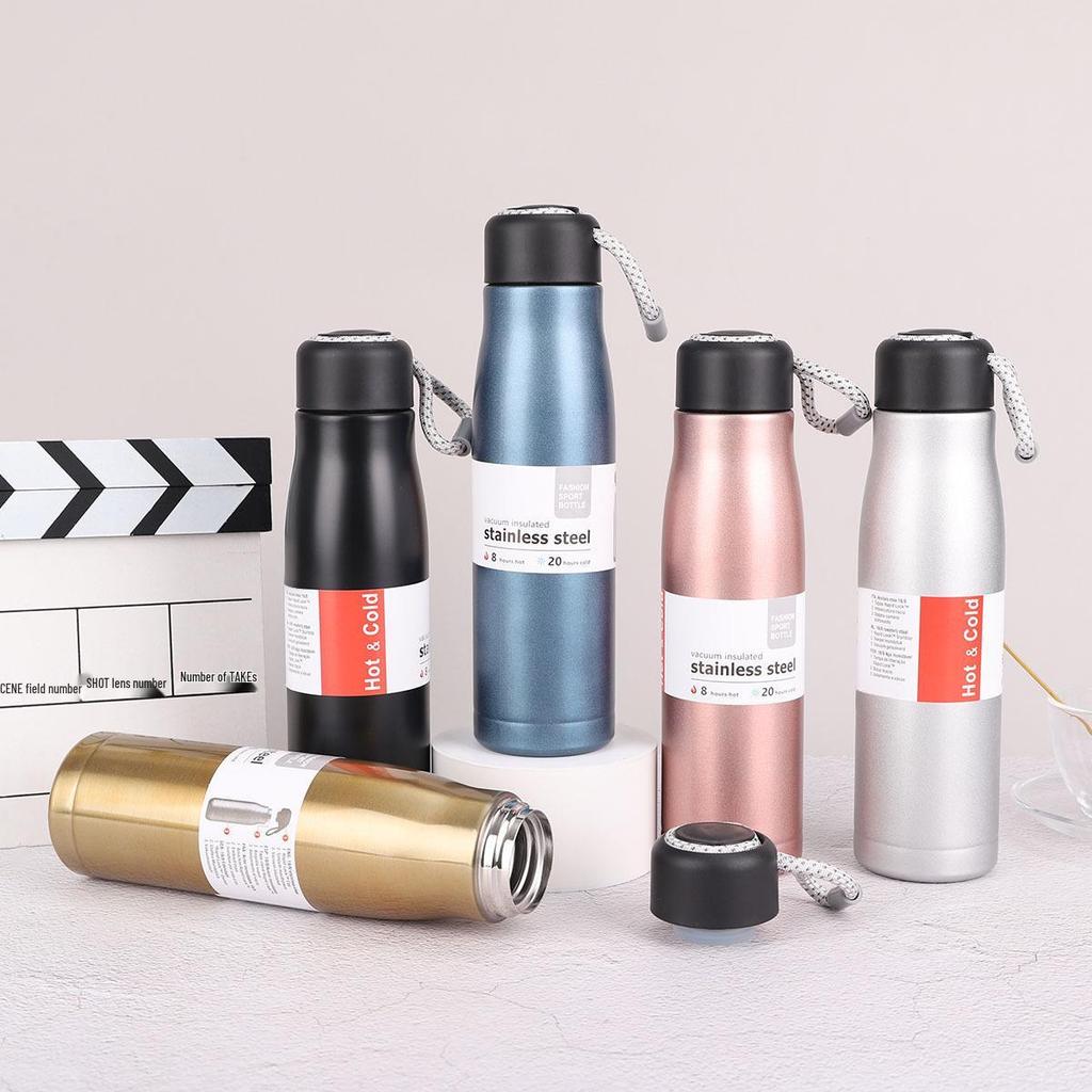 304 Stainless Steel Insulated Sports Water Bottle with Lanyard – Large Capacity, Knight Cup for Outdoor Activities