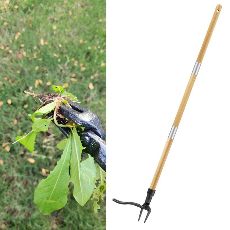 Garden Hand Weeding Tool with Long Handle and 4 Claw Head 3 Sectional Poles for Weeds Puller Removal Without Bending