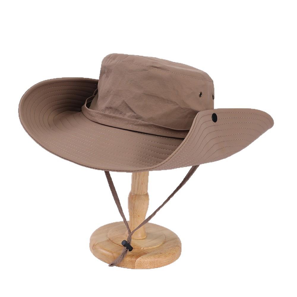 Summer Cowboy Hat Bucket Hat Women's Outdoor Big Brim Fishing Hat Hiking Camping Sun Protection Quick Drying Big Brim Adjustable